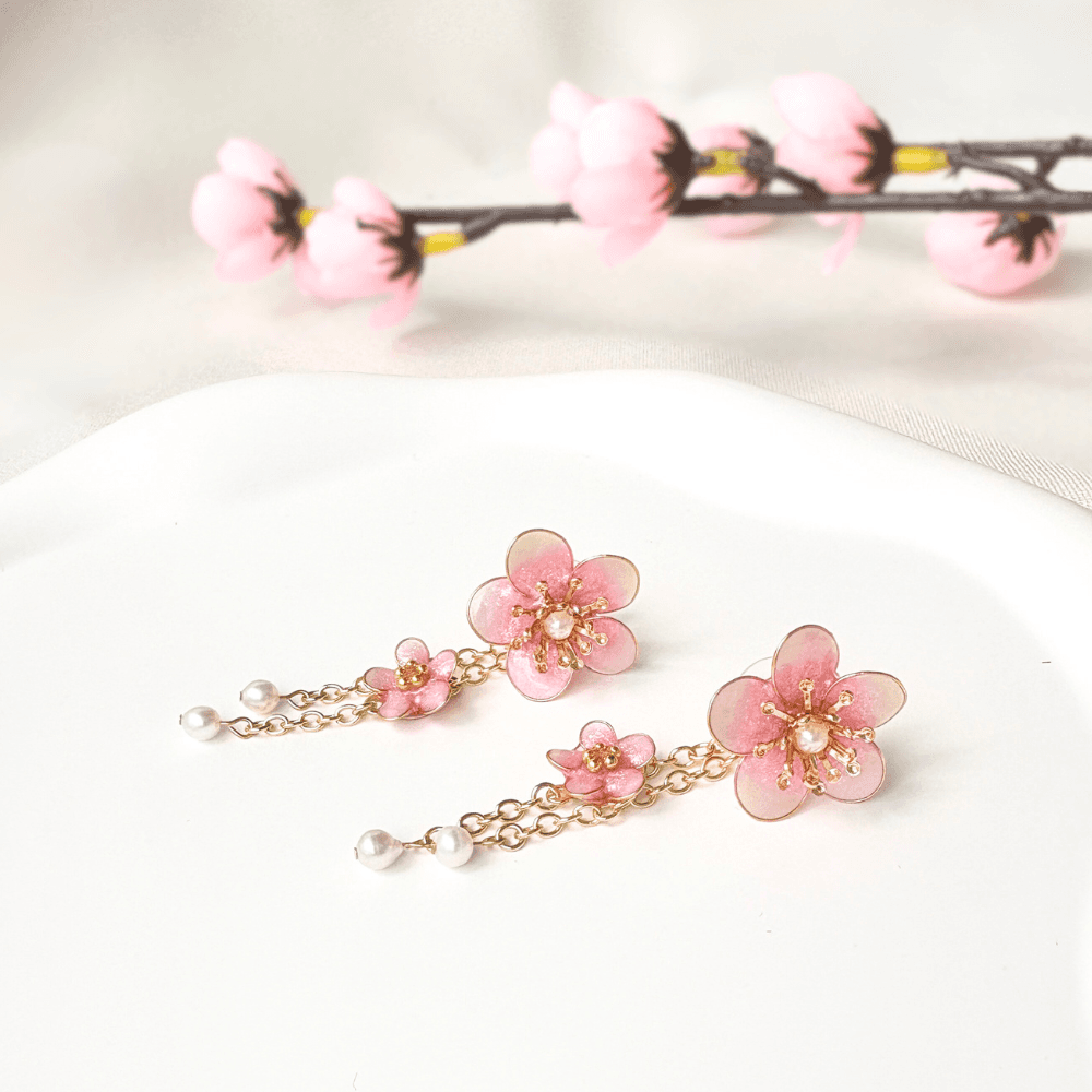 【梅】2wayピアス ピンクグラデーション 大人可愛い  サージカルステンレス 金属アレルギー対応 受注生産 春の新作 | 8枚目